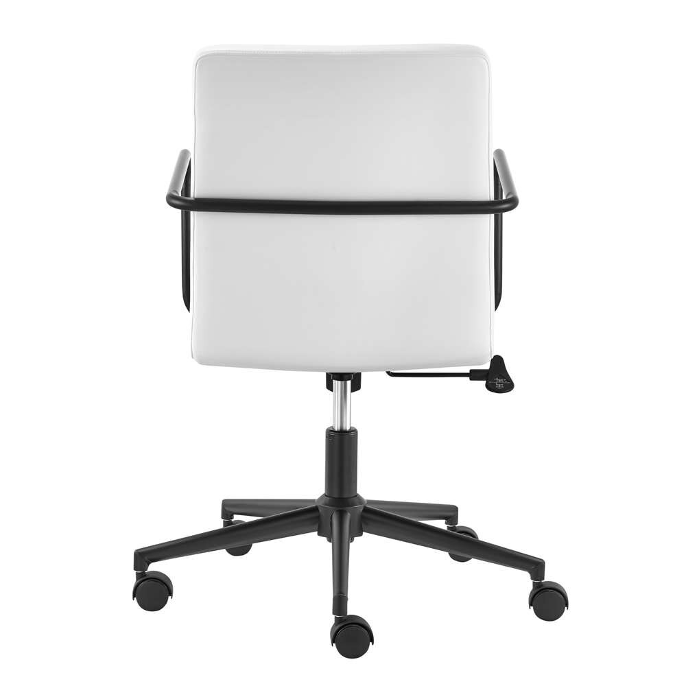 Euro Style - Leander Low Back Office Chair in White with Matte Black Armrests/Base - 10682-WHT veiw 5