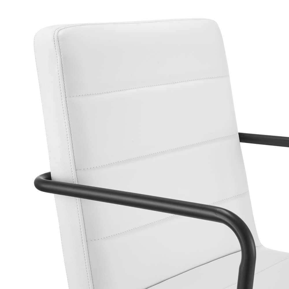 Euro Style - Leander Low Back Office Chair in White with Matte Black Armrests/Base - 10682-WHT veiw 7