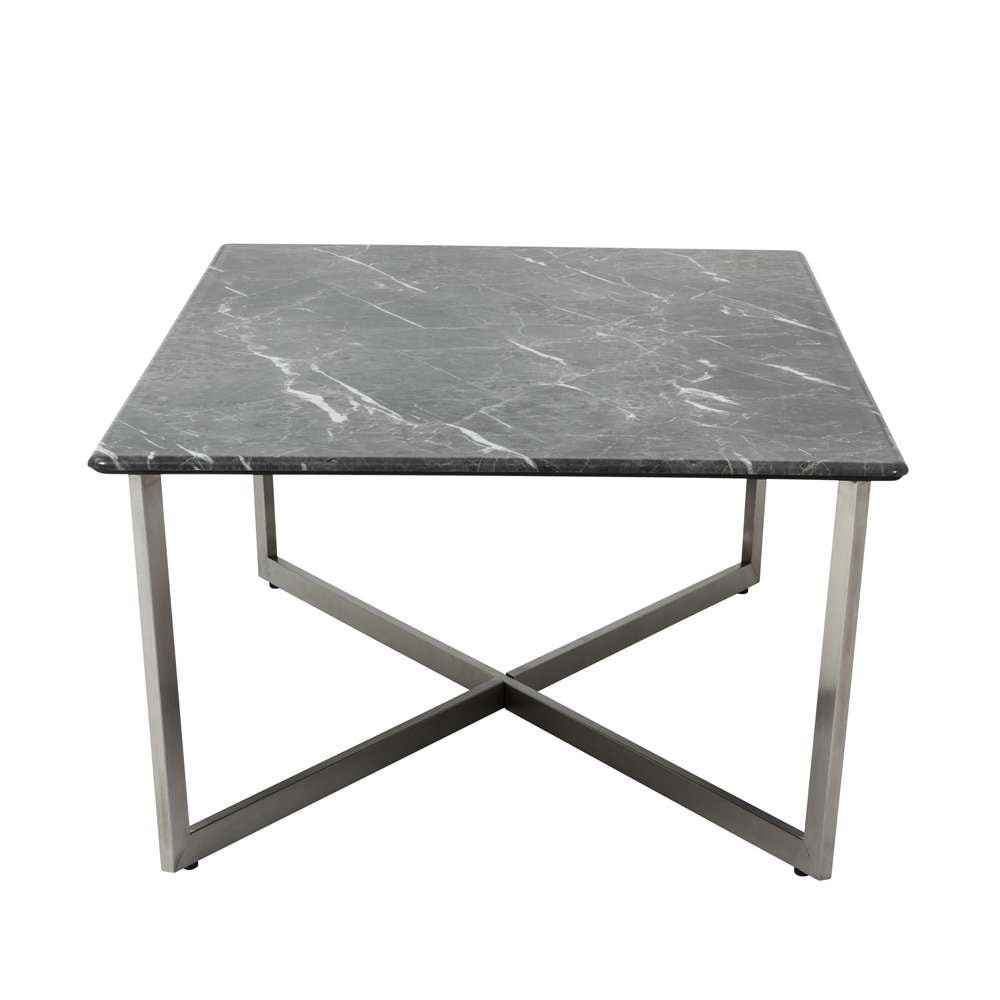 Euro Style - Llona 48in Rectangle Coffee Table in Black Marble Melamine with Brushed Stainless Steel Base - 90380BLK veiw 3