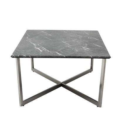 Euro Style - Llona 48in Rectangle Coffee Table in Black Marble Melamine with Brushed Stainless Steel Base - 90380BLK veiw 3
