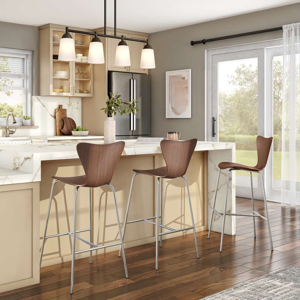 Euro Style - Tendy Bar Stool in American Walnut with Chrome Legs (Set of 4) - 02855WAL-MP4 veiw 7