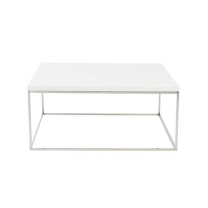 Euro Style - Teresa Square Coffee Table in White with Polished Stainless Steel Base - 09800WHT veiw 1