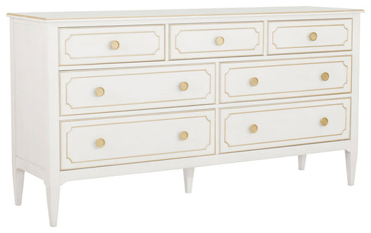 Fairfield Chair Company - Camille Dresser, Linen With Antique Gold Striping - 8019-DC view 1
