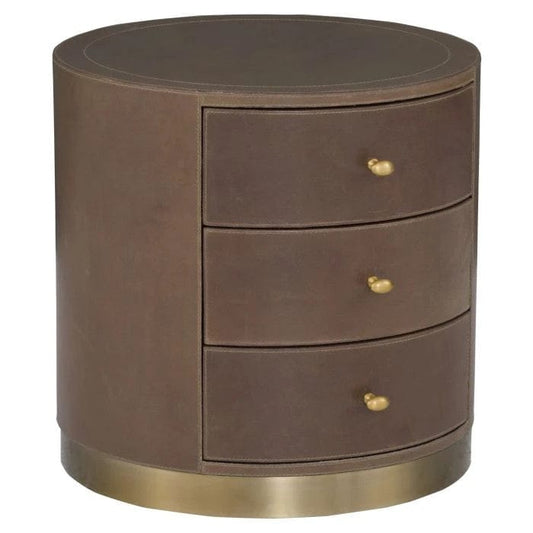 Fairfield Chair Company - Dimitri Three Drawer Round End Table, Kafe - 8071-19 view 1