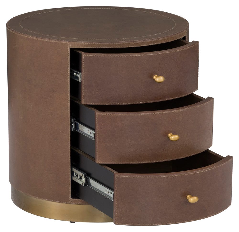 Fairfield Chair Company - Dimitri Three Drawer Round End Table, Kafe - 8071-19 view 2