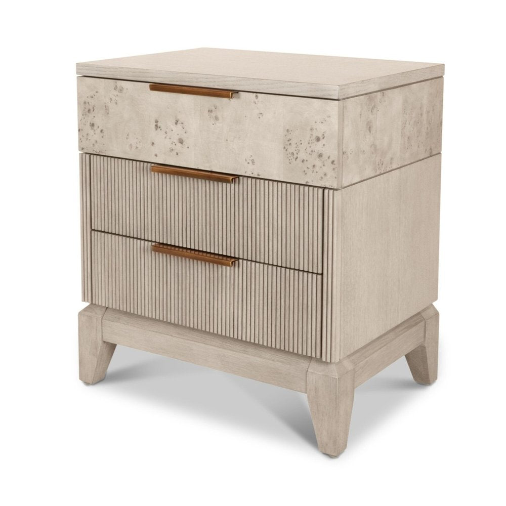 Finn & Louise - Manhattan Valley - 3 Drawer Nightstand with Power Strip, USB-A and USB-C Port - Dusty Rose Finish - FL-B97533-LIGHT view 1