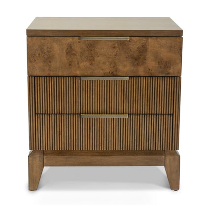 Finn & Louise - Manhattan Valley - 3 Drawer Nightstand with Power Strip, USB-A and USB-C Port - Vintage Chestnut Finish - FL-B97533-VINTAGECHESTNUT view 5