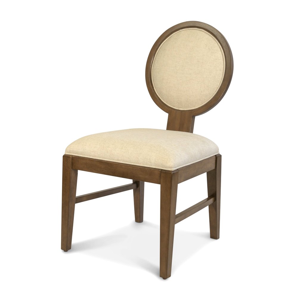 Finn & Louise - Manhattan Valley - Upholstered Side Chair - Vintage Chestnut Finish - Neutral Upholstery (Set of 2) - FL-D97581-VINTAGECHESTNUT view 1
