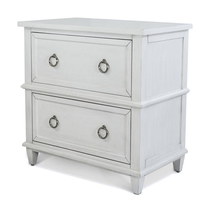 Finn & Louise - Point Breeze - 2 Drawer Nightstand with Power Strip, USB-A and USB-C Port - Fresh White with Soft Grey Glaze Finish - FL-B65032-FRESHWHITE view 1
