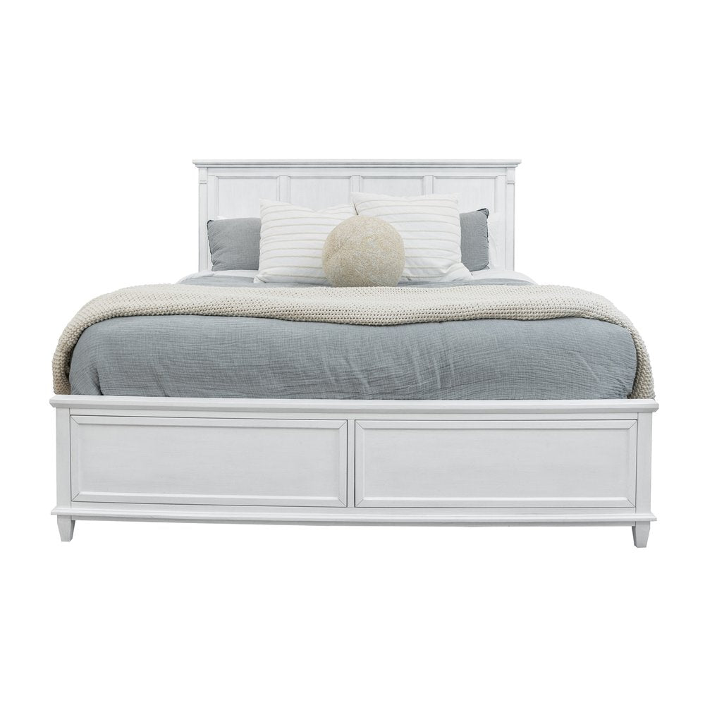 Finn & Louise - Point Breeze - Bed - Queen - Fresh White with Soft Grey Glaze Finish - FL-B650QBED-FRESHWHITE view 1