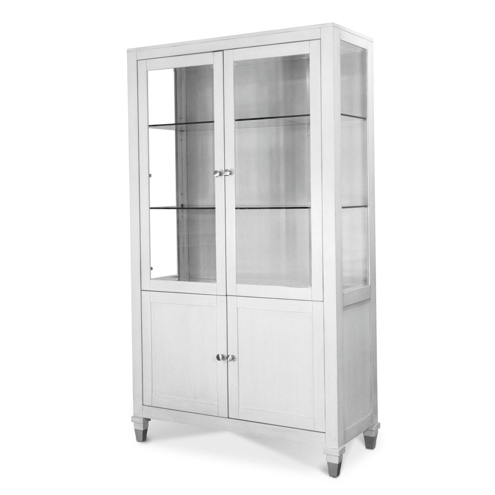 Finn & Louise - Point Breeze - Curio with Metal and Touch Lighting - Fresh White with Soft Grey Glaze Finish - FL-D65016-FRESHWHITE view 1