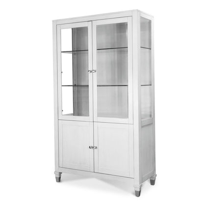 Finn & Louise - Point Breeze - Curio with Metal and Touch Lighting - Fresh White with Soft Grey Glaze Finish - FL-D65016-FRESHWHITE view 1