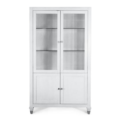 Finn & Louise - Point Breeze - Curio with Metal and Touch Lighting - Fresh White with Soft Grey Glaze Finish - FL-D65016-FRESHWHITE view 2