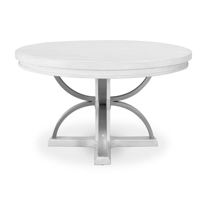 Finn & Louise - Point Breeze - Round Dining Table with Metal and 20" Leaf (52"-72") - Fresh White with Soft Grey Glaze Finish - FL-D65085-FRESHWHITE view 4