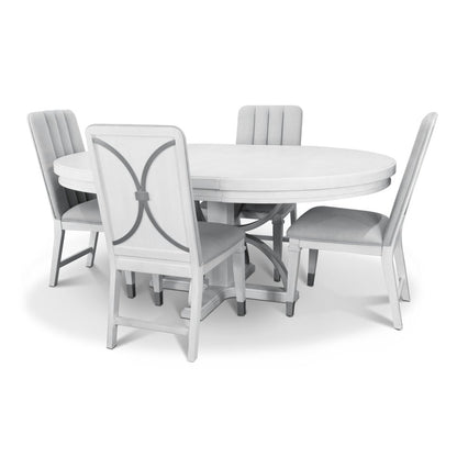 Finn & Louise - Point Breeze - Round Dining Table with Metal and 20" Leaf (52"-72") - Fresh White with Soft Grey Glaze Finish - FL-D65085-FRESHWHITE view 6