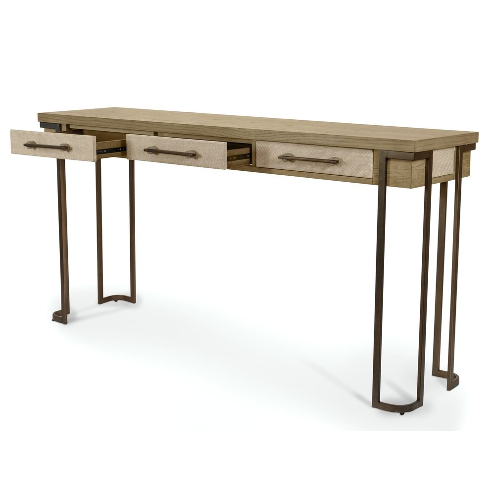 Finn & Louise - Rio Vista - 3-Drawer Console Table with Power Strip, USB-A and USB-C Port - Muted Earth Tones and Clay Finish - FL-B70004-EARTHCLAY view 1