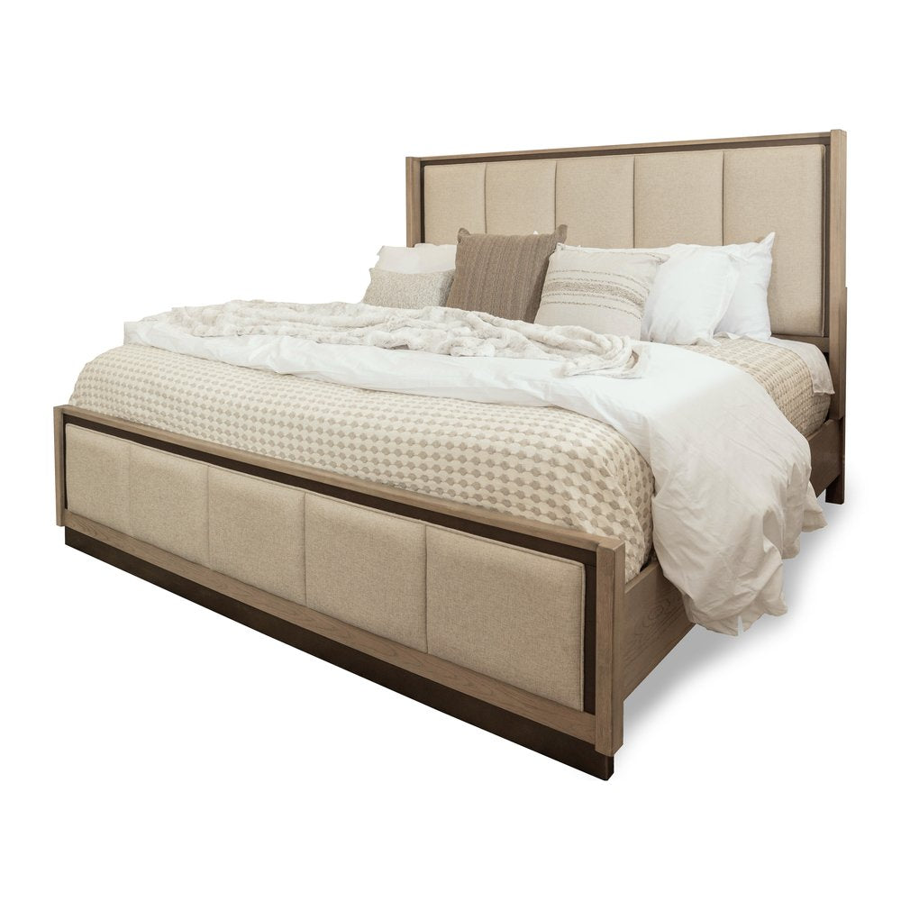 Finn & Louise - Rio Vista - Upholstered Bed - Queen - Muted Earth Tones and Clay Finish - Grey Upholstery - FL-B700QBED-EARTHCLAY view 1