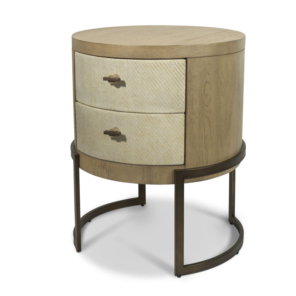 Finn & Louise - Rio Vista - Woven 2 Drawer Round Accent Nightstand - Muted Earth Tones and Clay Finish - FL-B70031-EARTHCLAY view 1