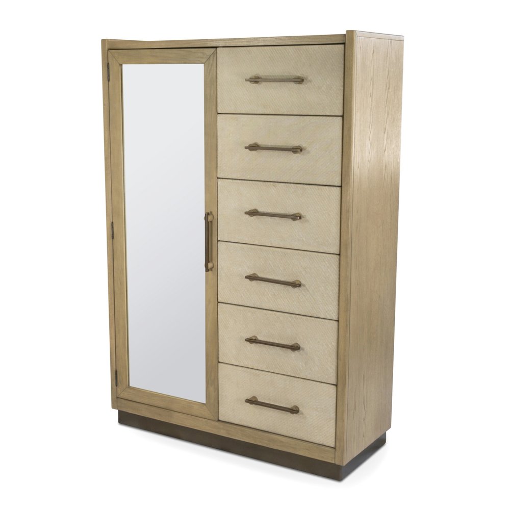 Finn & Louise - Rio Vista - Woven Mirrored Door Chest - Muted Earth Tones and Clay Finish - FL-B70037-EARTHCLAY view 1