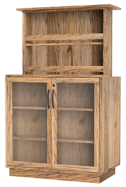 Foundry 39 - Glass Door Hartford Bar Cabinet - 2036G-Hickory