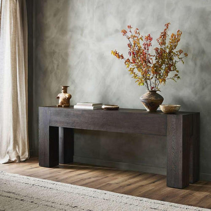 Four Hands - Abaso Console Table - Ebony Rustic Wormwood Oak - 229656-003 veiw 3