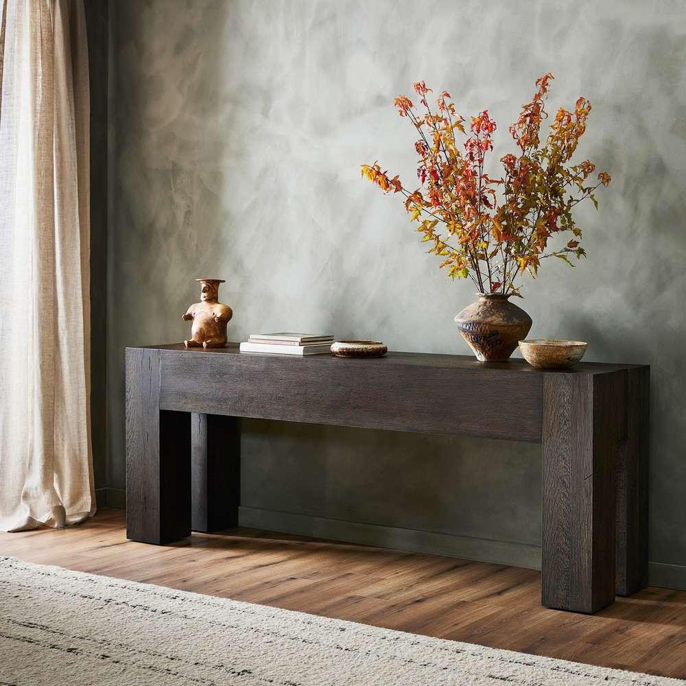 Four Hands - Abaso Console Table - Ebony Rustic Wormwood Oak - 229656-003 veiw 4