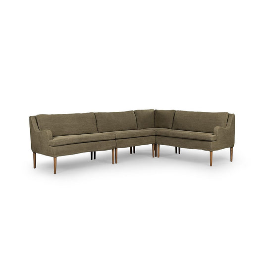 Four Hands - Amber Lewis x Four Hands - Aurelia Dining Banquette L-Shape - Broadway Olive - 247591-002_CLOSEOUT view 1
