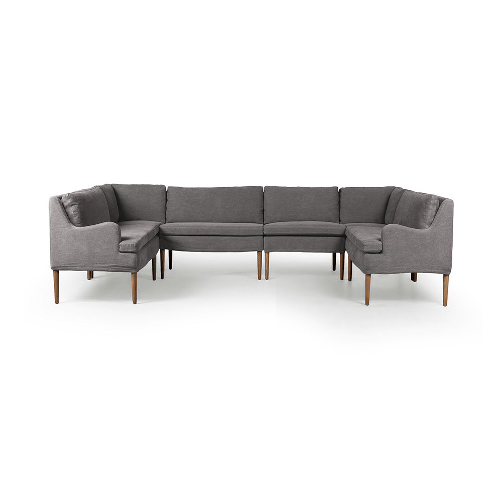 Four Hands - Amber Lewis x Four Hands - Aurelia Dining Banquette U Shape - Broadway Denim - 247595-003_CLOSEOUT view 2