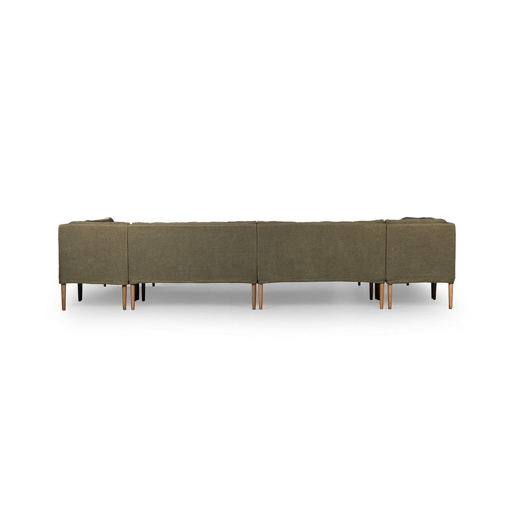 Four Hands - Amber Lewis x Four Hands - Aurelia Dining Banquette U Shape - Broadway Olive - 247594-002_CLOSEOUT view 4