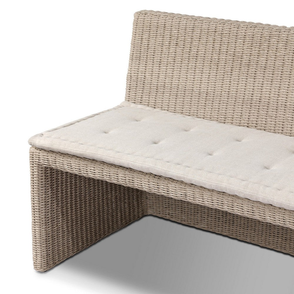 Four Hands - Amber Lewis x Four Hands - Senna Outdoor Raf Dining Bench 72" - Vintage White - 250606-002_CLOSEOUT view 6