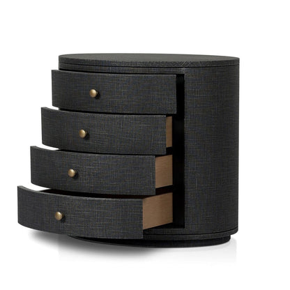 Four Hands - Amelia Oval Nightstand - Black Linen - 245941-002 view 4