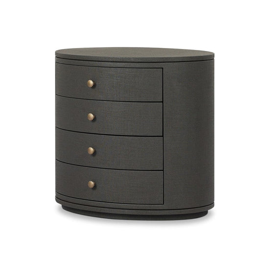 Four Hands - Amelia Oval Nightstand - Dark Green Lacquered Linen - 245941-003 view 2