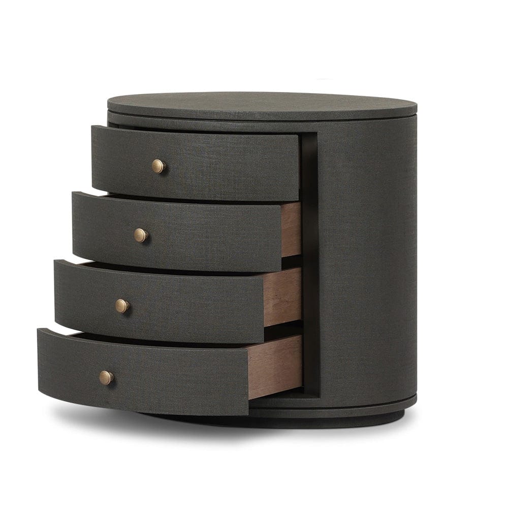 Four Hands - Amelia Oval Nightstand - Dark Green Lacquered Linen - 245941-003 view 4