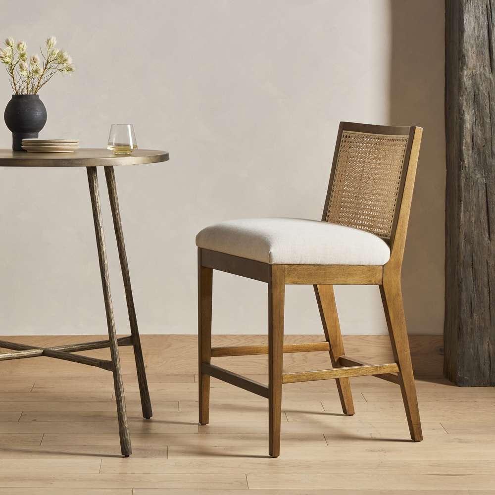 Four Hands - Antonia Cane Armless Bar Stool - Savile Flax - 229202-003 veiw 4