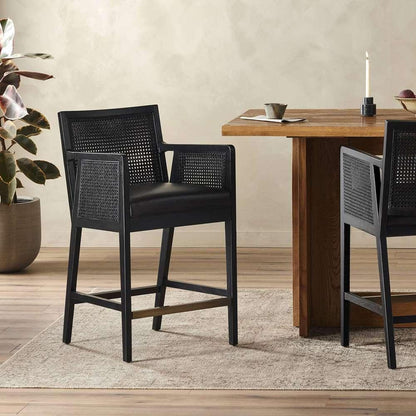 Four Hands - Antonia Cane Bar + Counter Stool - Sonoma Black - 109035-021 veiw 4