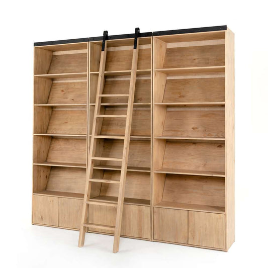 Four Hands - Bane Triple Bookshelf W/ Ladder - Smoked Pine - 223750-001 veiw 1
