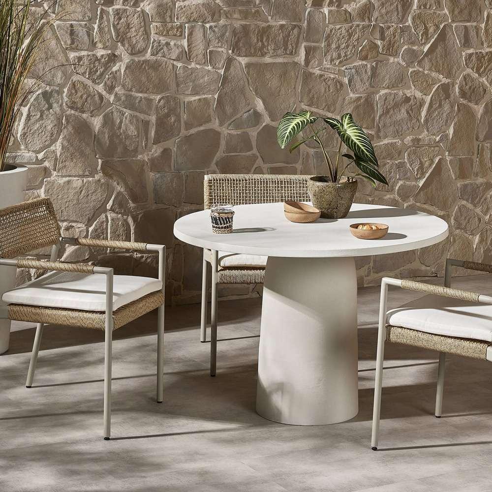 Four Hands - Basil Outdoor Dining Table - Matte White Cast Aluminum - 232410-003 veiw 2