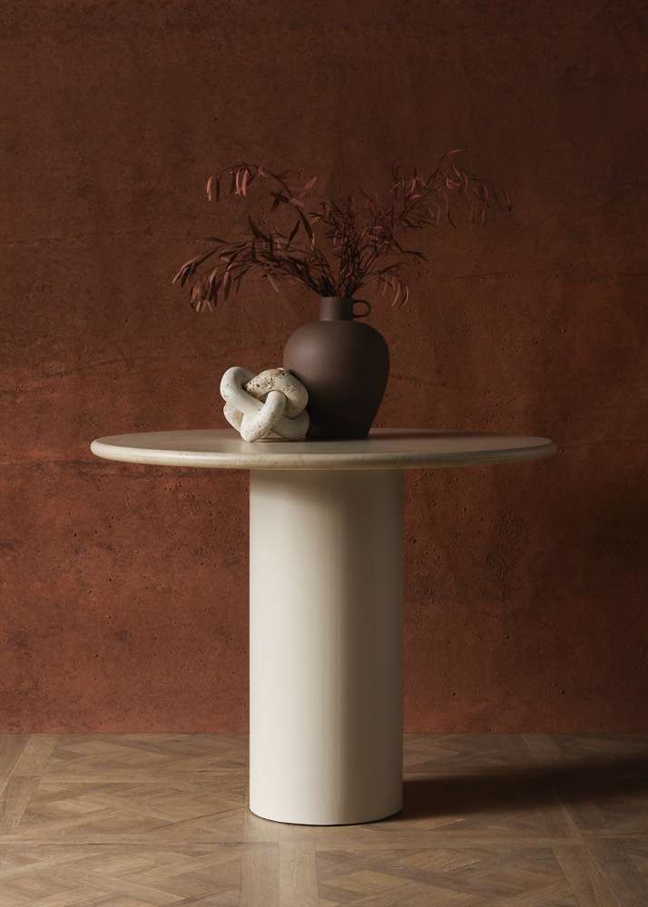 Four Hands - Belle Round Dining Table - Cream Marble - 224424-001 veiw 3