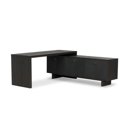 Four Hands - Bolton - Posada L-Shaped Desk - Worn Black Oak Veneer - 237442-002 veiw 1