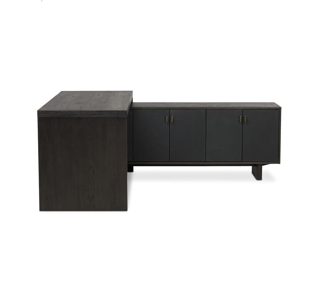 Four Hands - Bolton - Posada L-Shaped Desk - Worn Black Oak Veneer - 237442-002 veiw 2