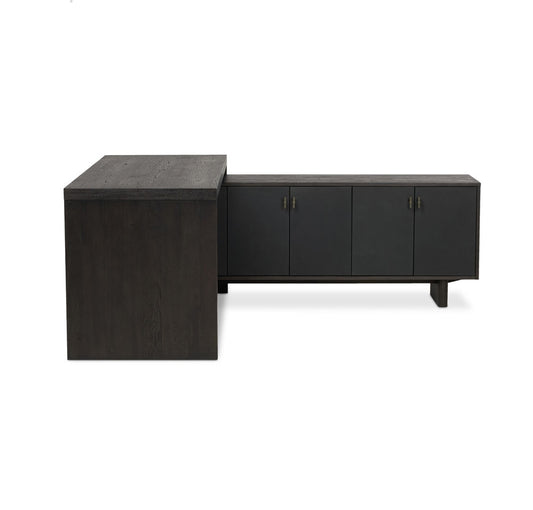Four Hands - Bolton - Posada L-Shaped Desk - Worn Black Oak Veneer - 237442-002 veiw 2