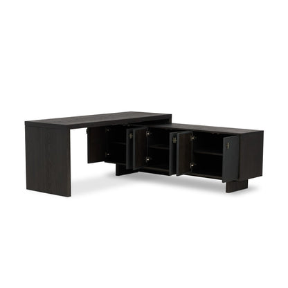 Four Hands - Bolton - Posada L-Shaped Desk - Worn Black Oak Veneer - 237442-002 veiw 3