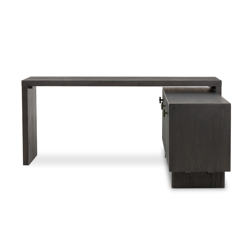 Four Hands - Bolton - Posada L-Shaped Desk - Worn Black Oak Veneer - 237442-002 veiw 4