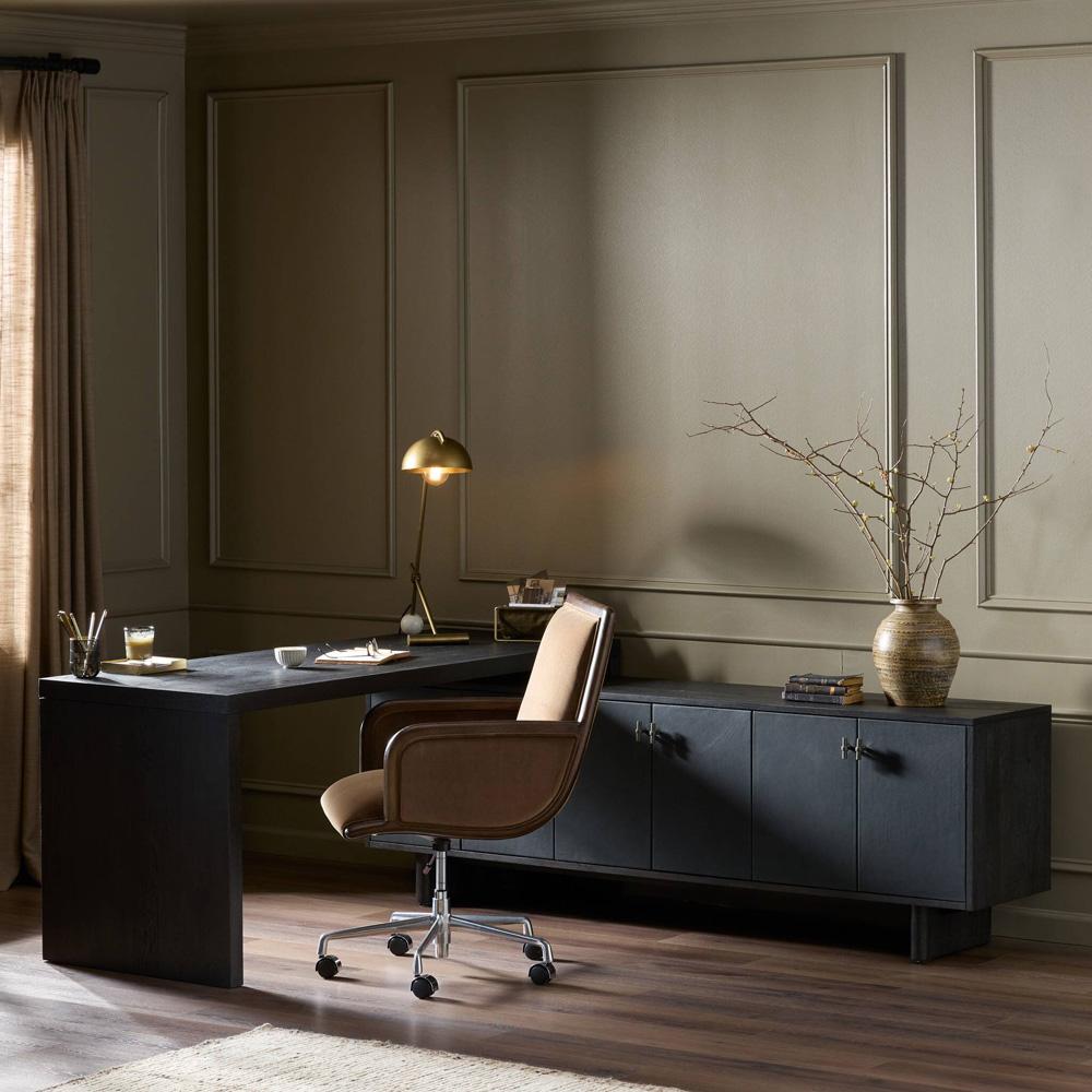 Four Hands - Bolton - Posada L-Shaped Desk - Worn Black Oak Veneer - 237442-002 veiw 11