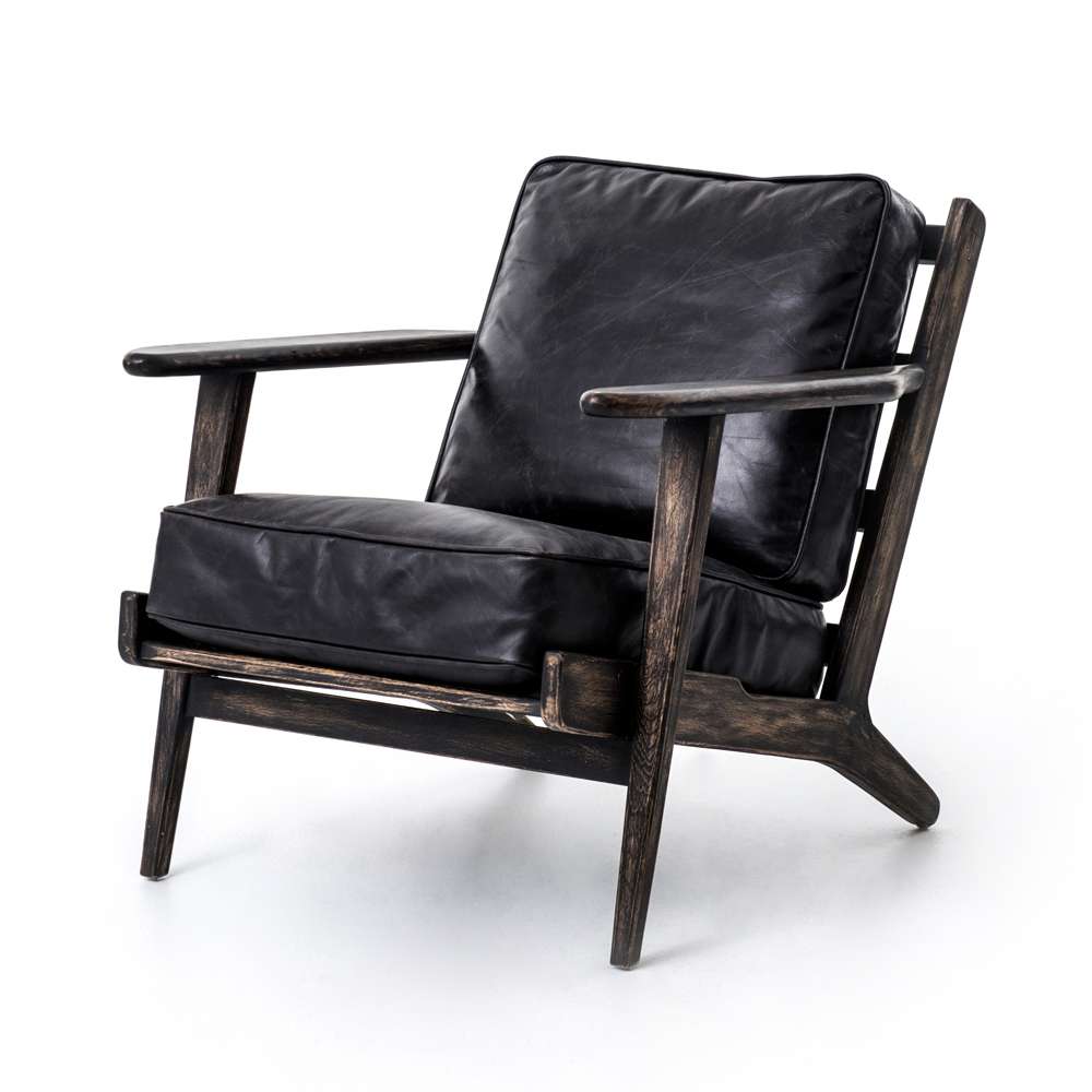 Four Hands - Brooks Lounge Chair - Rialto Ebony - 105917-007 veiw 1