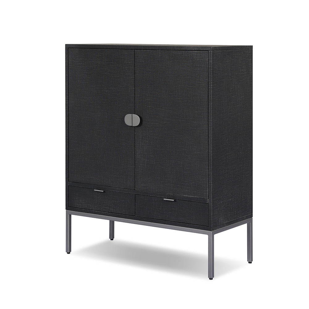 Four Hands - Callahan - Cressida Bar Cabinet - Black Linen - 230794-004_CLOSEOUT view 1