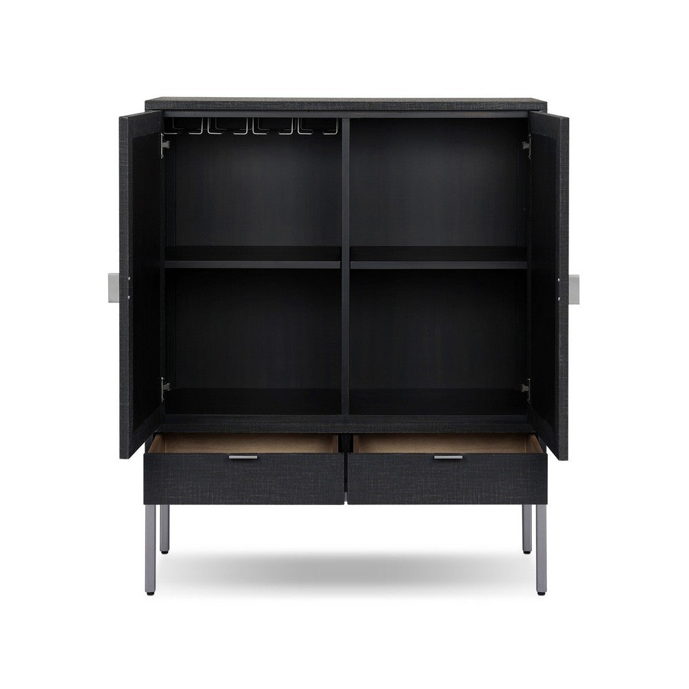 Four Hands - Callahan - Cressida Bar Cabinet - Black Linen - 230794-004_CLOSEOUT view 4