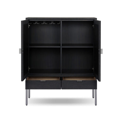 Four Hands - Callahan - Cressida Bar Cabinet - Black Linen - 230794-004_CLOSEOUT view 4