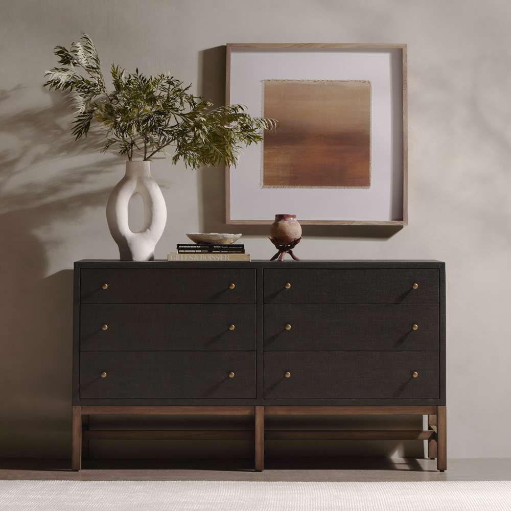 Four Hands - Callahan - Fiona 6 Drawer Dresser-Black Raffia - 233278-001 veiw 2