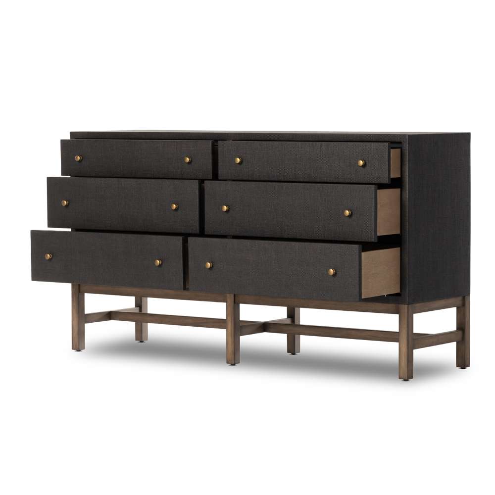 Four Hands - Callahan - Fiona 6 Drawer Dresser-Black Raffia - 233278-001 veiw 5